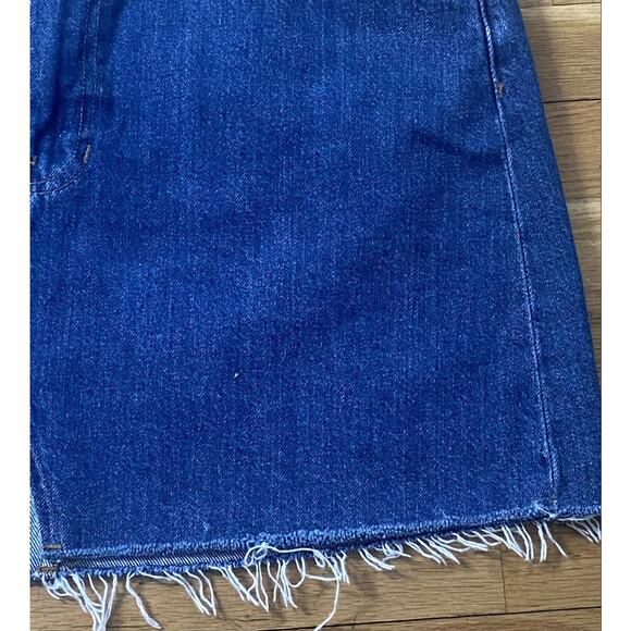 Madewell Rigid A-Line Denim Mini Skirt Blue Wm 32 Raw Hem Deconstructed, large - Picture 7 of 9